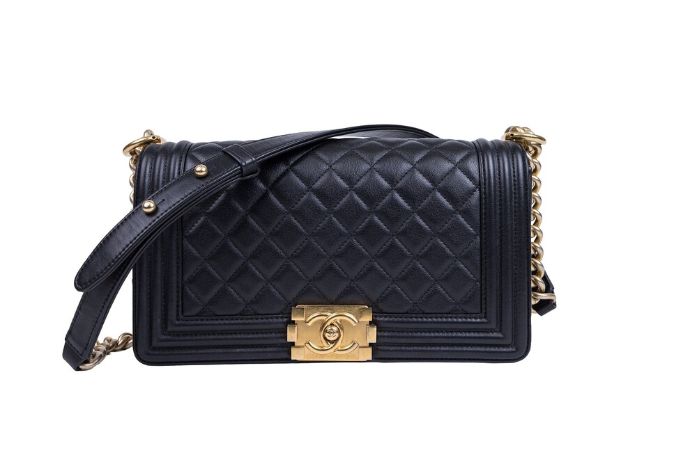 Chanel Black Boy Shoulder Bag Quilted Lambskin Gold Hardware Medium